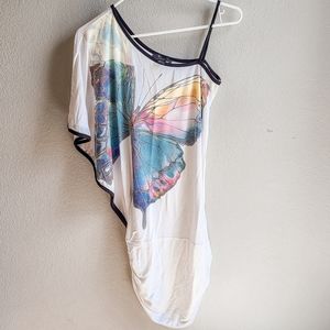 XXI Butterfly One Shoulder Draped Dress